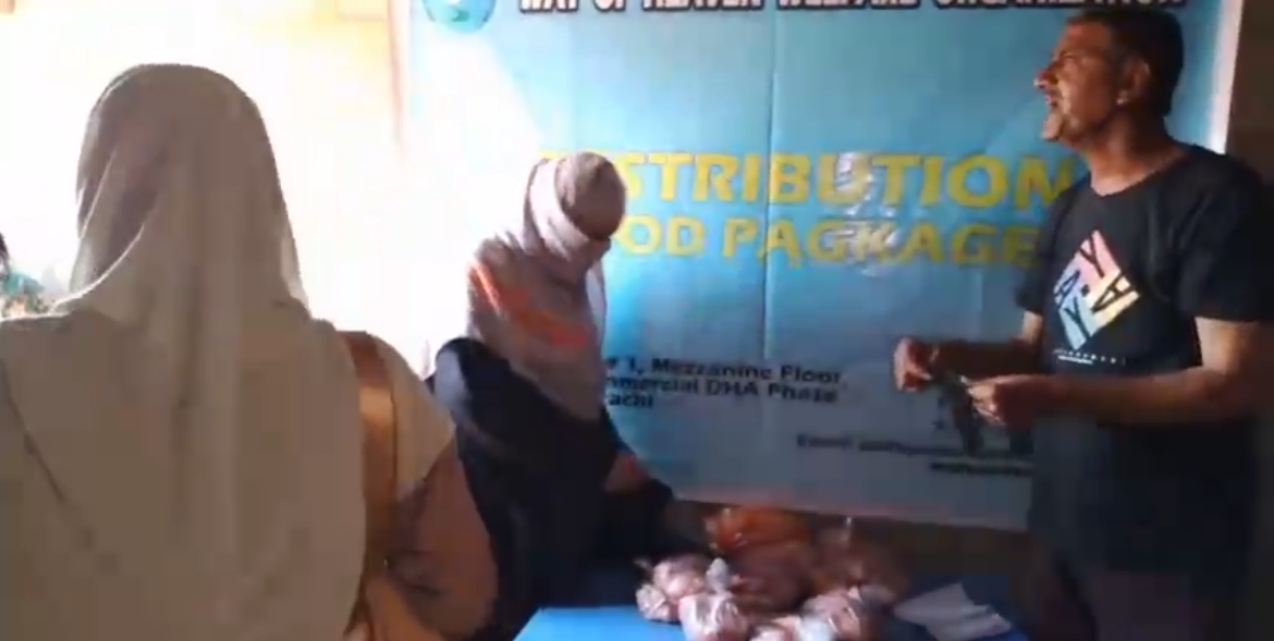 Volunteers organizing aid packages